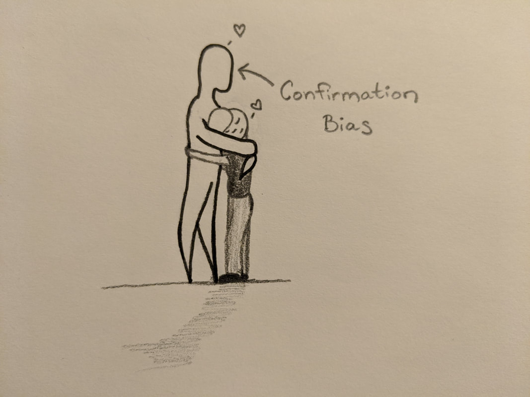 The punk woman lovingly embraces a blank white figure labelled 